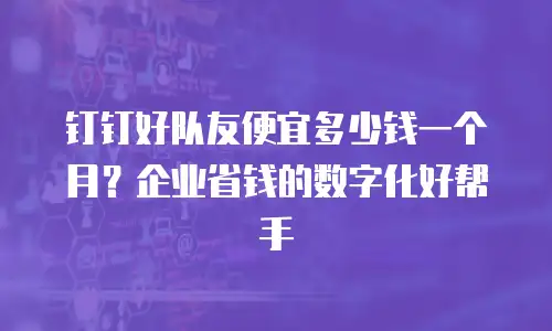 钉钉好队友便宜多少钱一个月？企业省钱的数字化好帮手