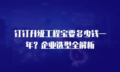 钉钉升级工程宝要多少钱一年？企业选型全解析