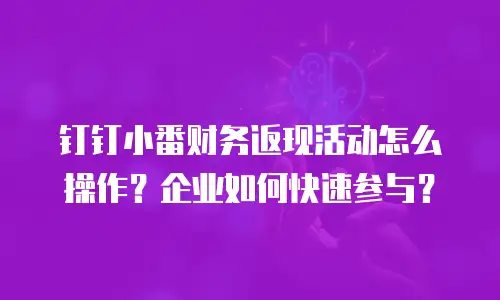 钉钉小番财务返现活动怎么操作？企业如何快速参与？