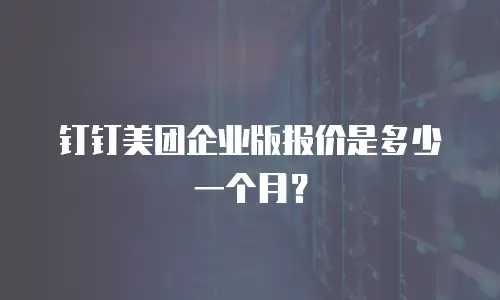 钉钉美团企业版报价是多少一个月？