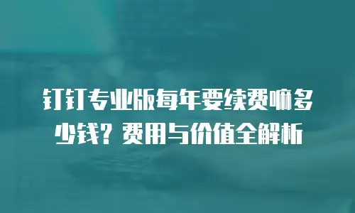 钉钉专业版每年要续费嘛多少钱？费用与价值全解析
