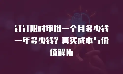 钉钉限时审批一个月多少钱一年多少钱？真实成本与价值解析