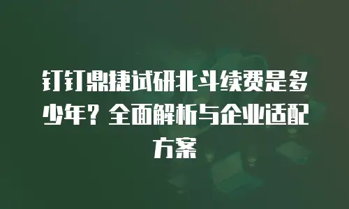 钉钉鼎捷试研北斗续费是多少年？全面解析与企业适配方案