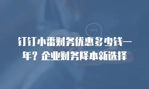 钉钉小番财务优惠多少钱一年？企业财务降本新选择