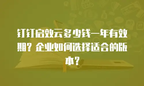 钉钉启效云多少钱一年有效期？企业如何选择适合的版本？