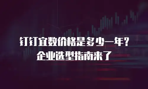 钉钉宜数价格是多少一年？企业选型指南来了