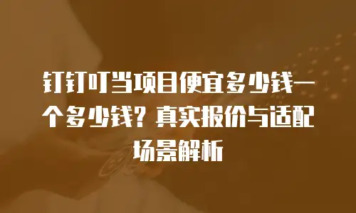 钉钉叮当项目便宜多少钱一个多少钱？真实报价与适配场景解析