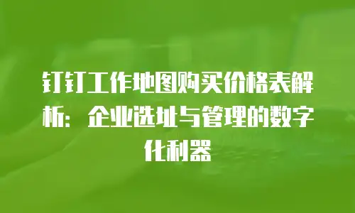 钉钉工作地图购买价格表解析：企业选址与管理的数字化利器