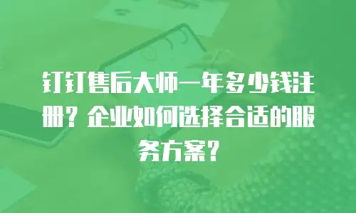 钉钉售后大师一年多少钱注册？企业如何选择合适的服务方案？