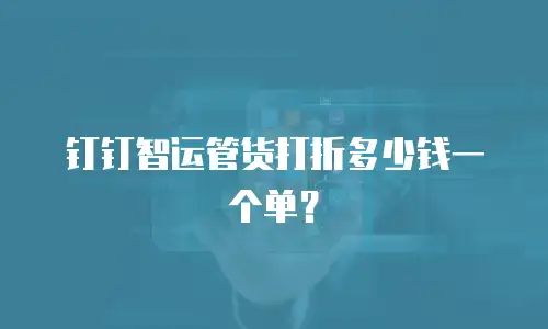 钉钉智运管货打折多少钱一个单？