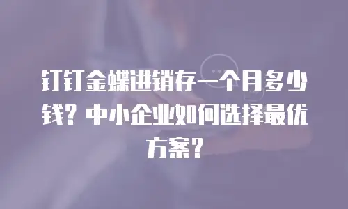 钉钉金蝶进销存一个月多少钱？中小企业如何选择最优方案？