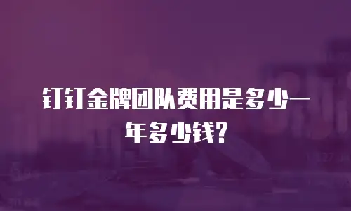 钉钉金牌团队费用是多少一年多少钱？