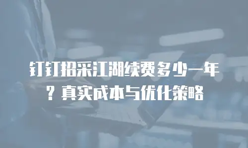 钉钉招采江湖续费多少一年？真实成本与优化策略