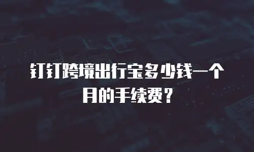 钉钉跨境出行宝多少钱一个月的手续费？
