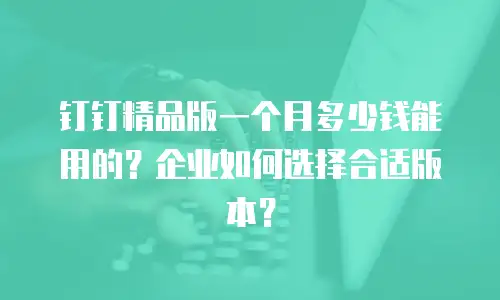 钉钉精品版一个月多少钱能用的？企业如何选择合适版本？