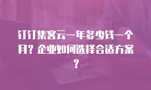 钉钉集客云一年多少钱一个月？企业如何选择合适方案？