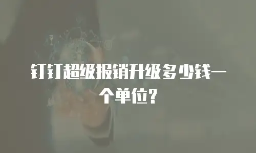 钉钉超级报销升级多少钱一个单位？