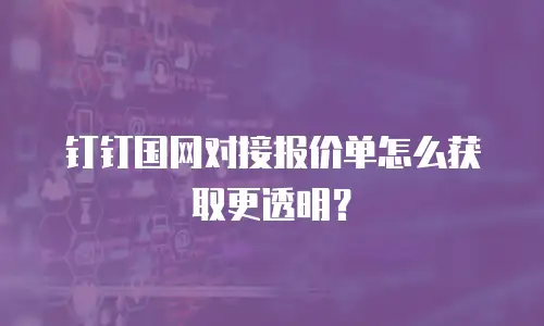 钉钉国网对接报价单怎么获取更透明？
