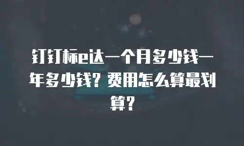 钉钉标e达一个月多少钱一年多少钱？费用怎么算最划算？