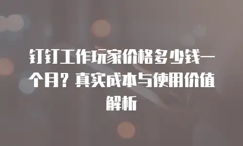 钉钉工作玩家价格多少钱一个月？真实成本与使用价值解析