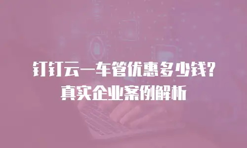 钉钉云一车管优惠多少钱？真实企业案例解析