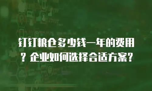 钉钉粮仓多少钱一年的费用？企业如何选择合适方案？
