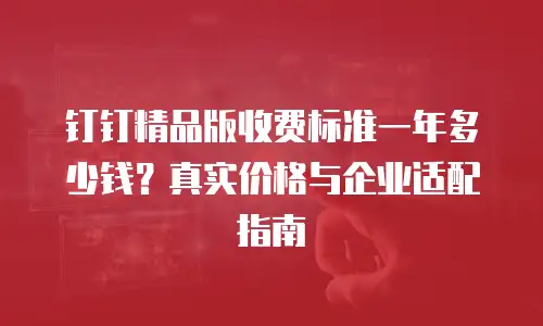 钉钉精品版收费标准一年多少钱？真实价格与企业适配指南