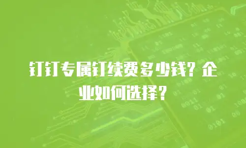钉钉专属钉续费多少钱？企业如何选择？