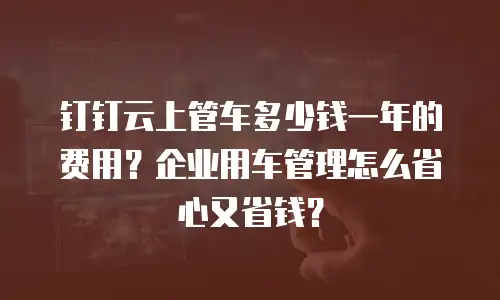 钉钉云上管车多少钱一年的费用？企业用车管理怎么省心又省钱？