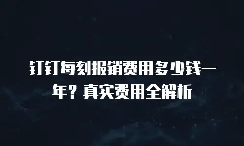 钉钉每刻报销费用多少钱一年？真实费用全解析