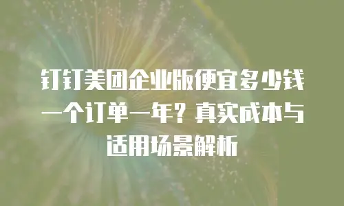 钉钉美团企业版便宜多少钱一个订单一年？真实成本与适用场景解析