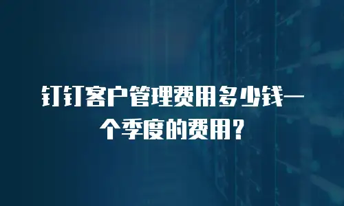 钉钉客户管理费用多少钱一个季度的费用？