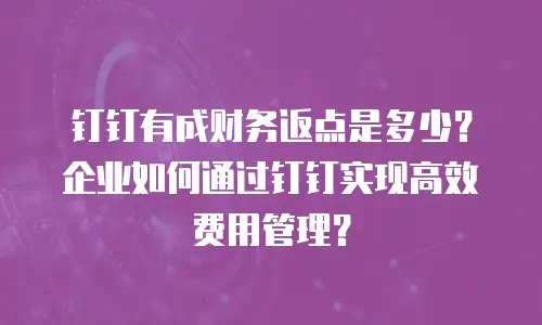 钉钉有成财务返点是多少？企业如何通过钉钉实现高效费用管理？