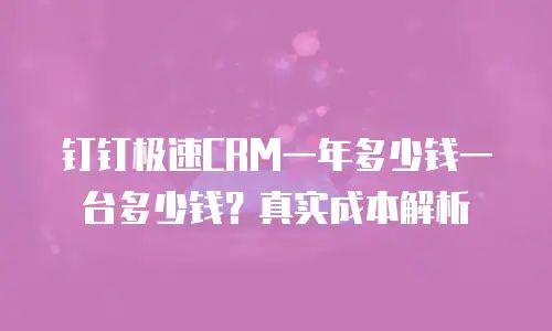 钉钉极速CRM一年多少钱一台多少钱？真实成本解析