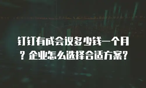 钉钉有成会议多少钱一个月？企业怎么选择合适方案？
