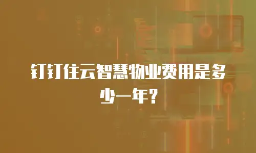 钉钉住云智慧物业费用是多少一年？