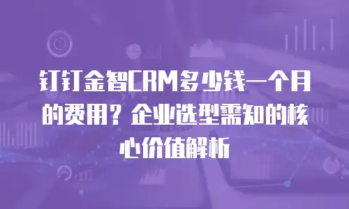 钉钉金智CRM多少钱一个月的费用？企业选型需知的核心价值解析