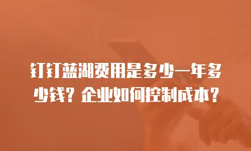 钉钉蓝湖费用是多少一年多少钱？企业如何控制成本？