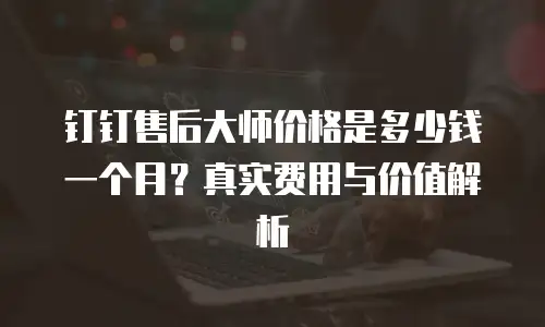 钉钉售后大师价格是多少钱一个月？真实费用与价值解析