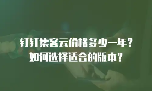 钉钉集客云价格多少一年？如何选择适合的版本？