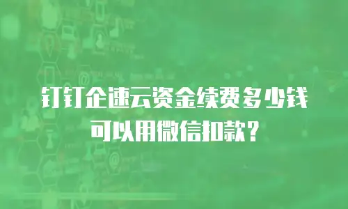 钉钉企速云资金续费多少钱可以用微信扣款？