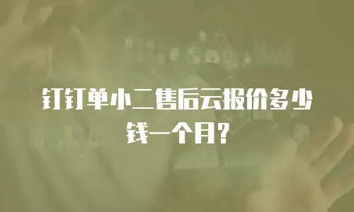 钉钉单小二售后云报价多少钱一个月？