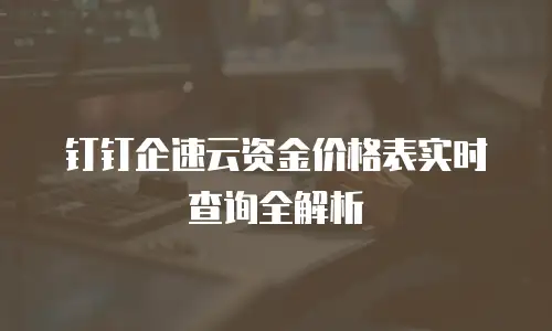 钉钉企速云资金价格表实时查询全解析