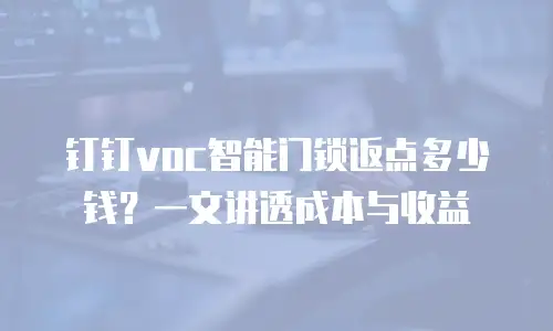钉钉voc智能门锁返点多少钱？一文讲透成本与收益