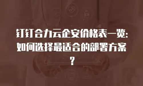 钉钉合力云企安价格表一览：如何选择最适合的部署方案？