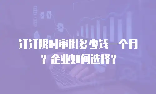 钉钉限时审批多少钱一个月？企业如何选择？