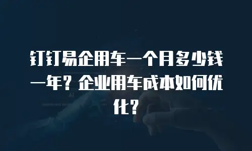钉钉易企用车一个月多少钱一年？企业用车成本如何优化？