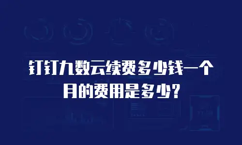 钉钉九数云续费多少钱一个月的费用是多少？