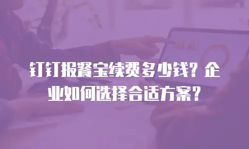 钉钉报餐宝续费多少钱？企业如何选择合适方案？