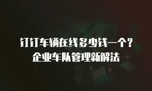 钉钉车辆在线多少钱一个？企业车队管理新解法